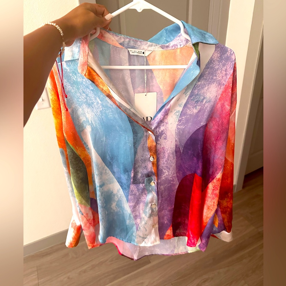 NWT zara satin shirt